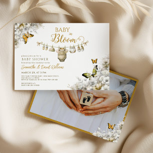 Invitation Baby in Bloom Baby-Shower Photo Bohème Florale