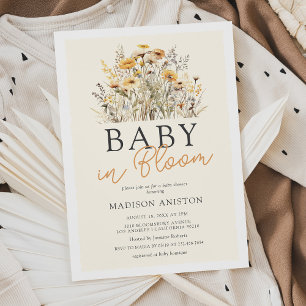 Invitation Baby In Bloom Boho Fête de Bébé aux Fleurs Sauvage