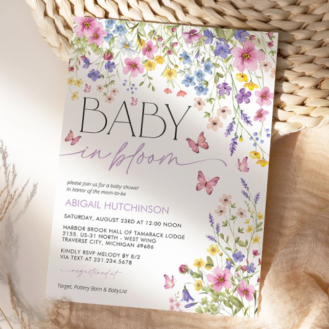 Invitation Baby in Bloom Butterfly Baby Shower (Baby in Bloom Butterfly Wildflower Baby Shower Invitation)