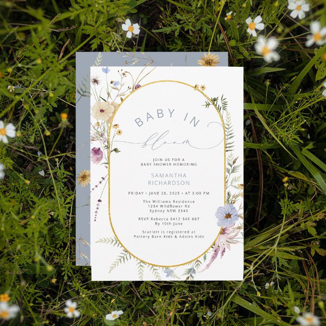 Invitation Baby in Bloom Chic Baby shower Fleur sauvage (Créateur téléchargé)