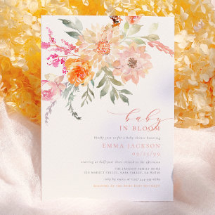 Invitation Baby In Bloom   Fête Florale de Printemps Rose et 