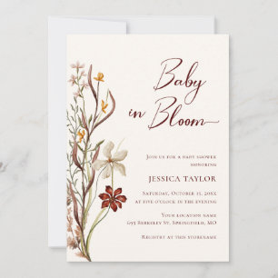 Invitation Baby in Bloom Fleur sauvage Baby shower Boho
