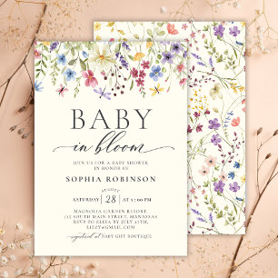 Invitation Baby in Bloom Fleur sauvage Baby shower Boho