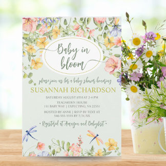 Invitation Baby in Bloom Fleur sauvage Garden Baby shower