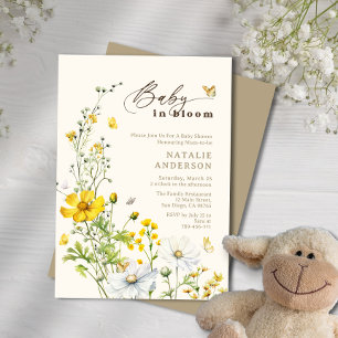 Invitation Baby in Bloom Fleur sauvage  Papillons Baby shower