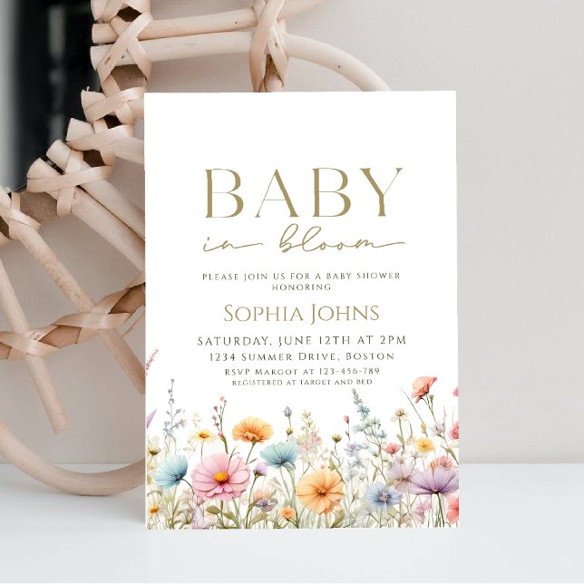 Invitation Baby In Bloom fleur sauvage sexe neutra Baby showe (Créateur téléchargé)