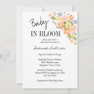 Invitation Baby In Bloom Floral Baby Shower