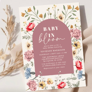 Invitation Baby in Bloom Floral Vintage Fête de Naissance Ros