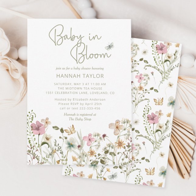 Invitation Baby in Bloom Girl Baby shower (Créateur téléchargé)