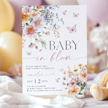 Baby in Bloom Invitation, Baby shower Fleur sauvag