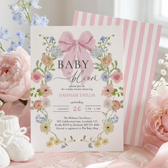 Invitation Baby in Bloom Pink Bow Baby Shower (Créateur téléchargé)