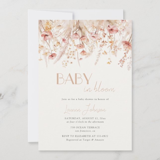 Invitation Baby in Bloom Poppies d'Automne Baby Shower (Devant)