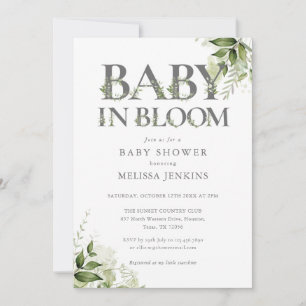 Invitation Baby In Bloom verdure Floral Baby Shower