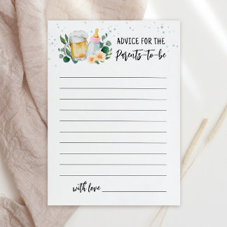Invitation Baby Is Brewing Advice for parents to be Card Pink