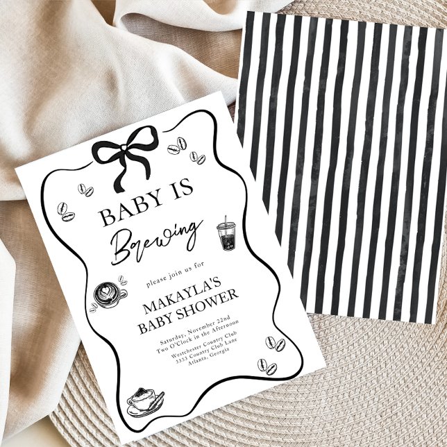 Invitation Baby is Brewing bow Coffee Espresso Baby Shower (Créateur téléchargé)