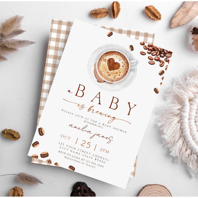 Invitation Baby Is Brewing Coffee Bean Baby Shower (Créateur téléchargé)