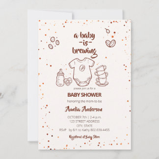 Invitation Baby Is Brewing Coffee Bean Baby Shower