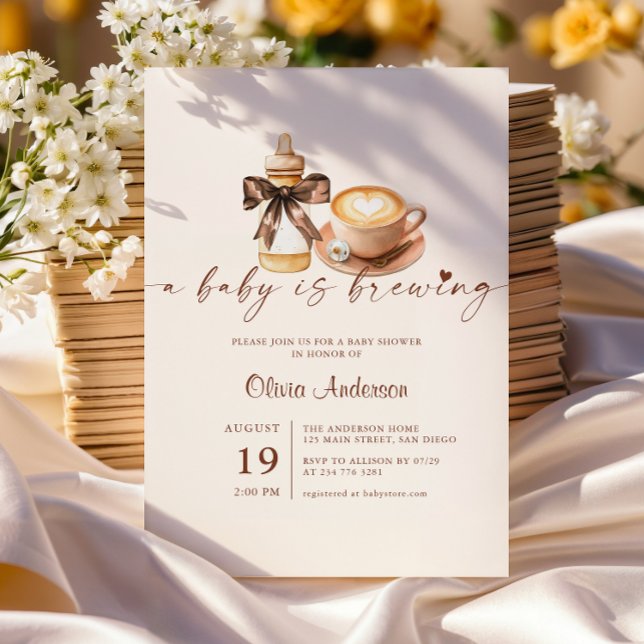Invitation Baby Is Brewing Coffee Gender Neutral Baby Shower (Créateur téléchargé)