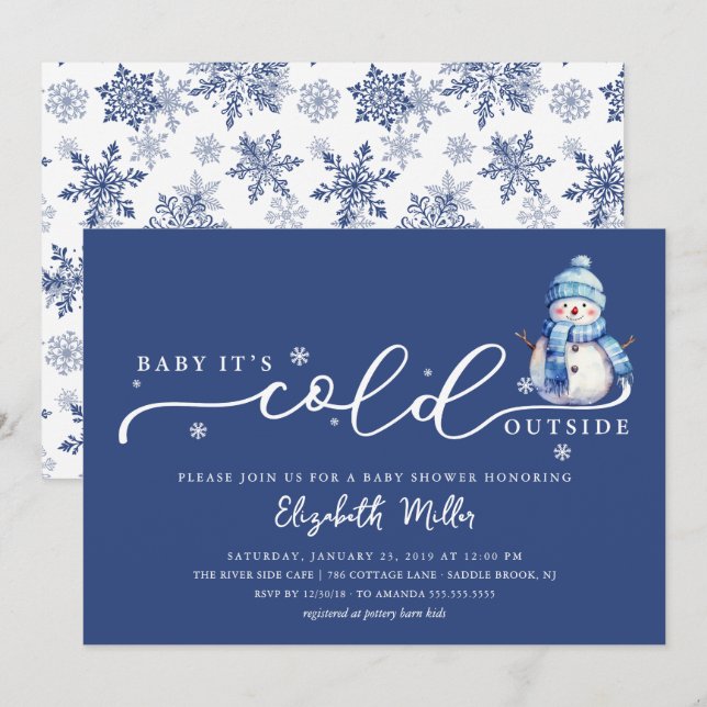 Invitation Baby It’s Cold Outside Baby Shower (Devant / Derrière)