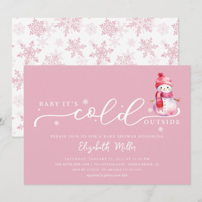 Invitation Baby It’s Cold Outside Baby Shower (Devant / Derrière)