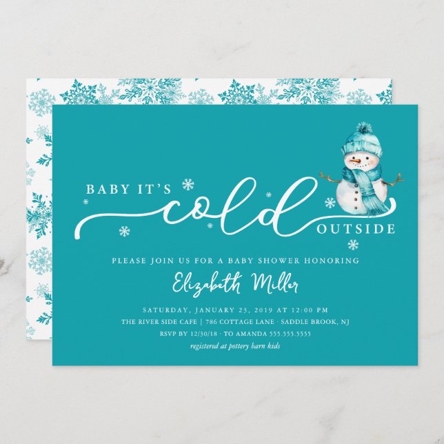Invitation Baby It’s Cold Outside Baby Shower (Devant / Derrière)