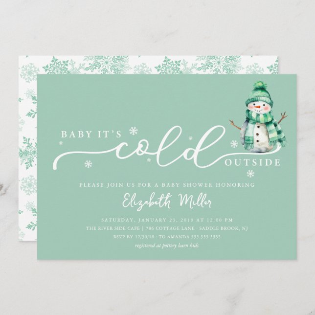Invitation Baby It’s Cold Outside Baby Shower (Devant / Derrière)
