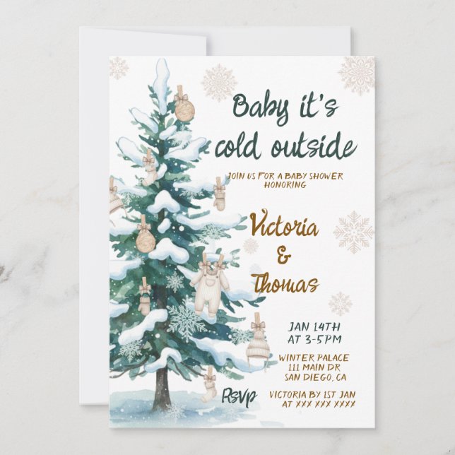 Invitation Baby It's Cold Outside Baby Shower (Devant)
