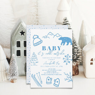Invitation Baby It's Cold Outside Blue Ski Baby shower