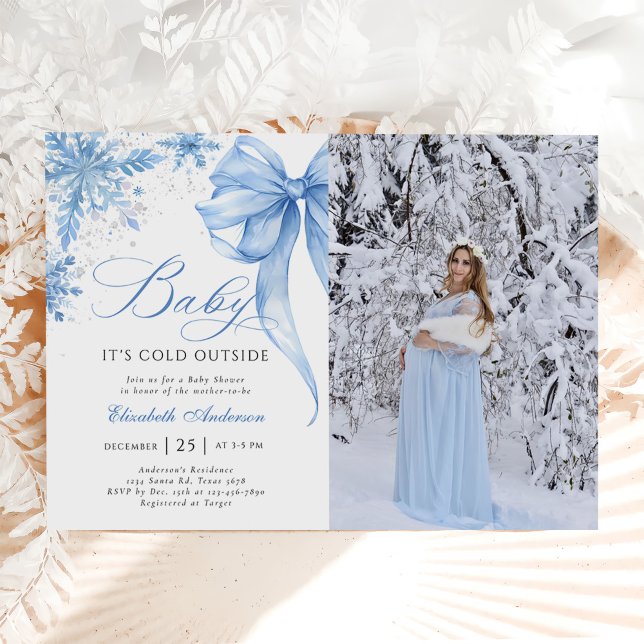 Invitation Baby It's Cold Outside Bow Baby shower Photo (Créateur téléchargé)
