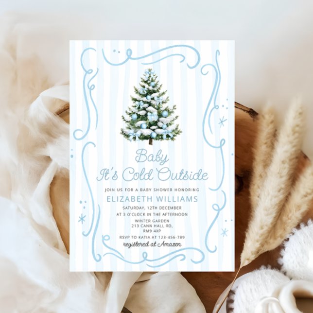 Invitation Baby it's Cold Outside Christmas Blue Baby Shower (Créateur téléchargé)
