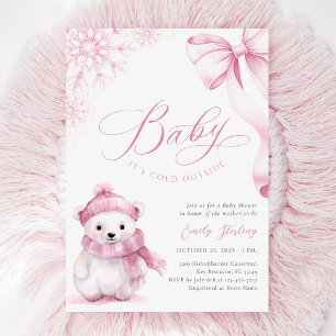 Invitation Baby It's Cold Outside Fête de Naissance Ourson Ro