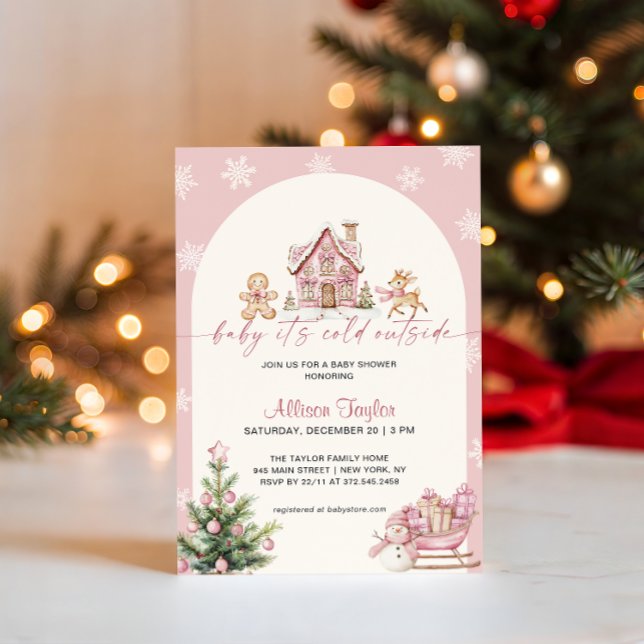 Invitation Baby It's Cold Outside Pink Girl Baby Shower (Créateur téléchargé)