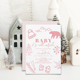 Invitation Baby It's Cold Outside Pink Girl Baby shower de sk