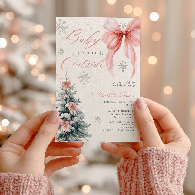 Invitation Baby it's cold outside Winter Girl Baby Shower (Baby it's cold outside Winter Girl Baby Shower Invitation)