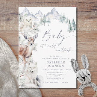 Invitation Baby It's Cold Outside Winter Woodland Baby Shower