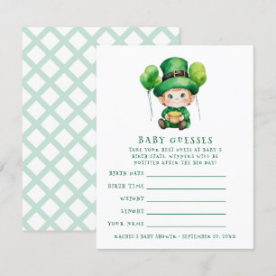 Invitation Baby Leprechaun baby shower jeu de devination