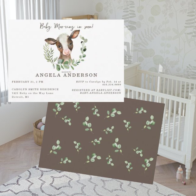 Invitation Baby Moo-ving dans le Baby shower Eucalyptus de So (Créateur téléchargé)