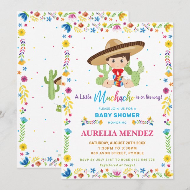 Invitation Baby Muchacho Fiesta Mexicaine Baby Boy Show   (Devant / Derrière)