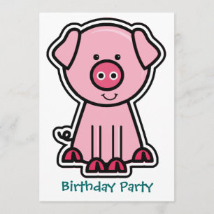Invitation Baby Pig Sticker fête d'anniversaire