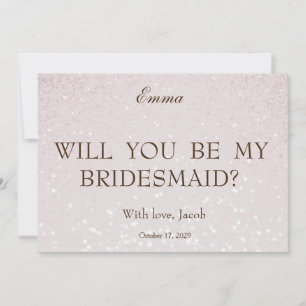 Invitation Baby Pink Glitter Veux-tu être ma demoiselle d'hon