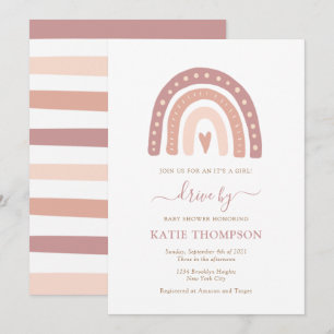 Invitation Baby Pink Rainbow C’est une fille qui roule par Ba