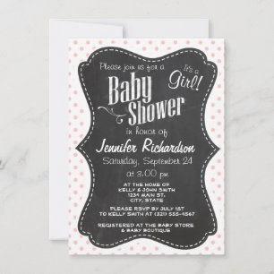 Invitation Baby Pois roses ; tableau de bord