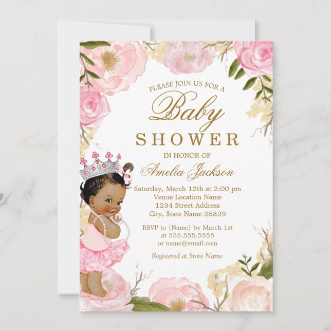 Invitation Baby Princess Floral Rose C'est un Baby shower de  (Devant)