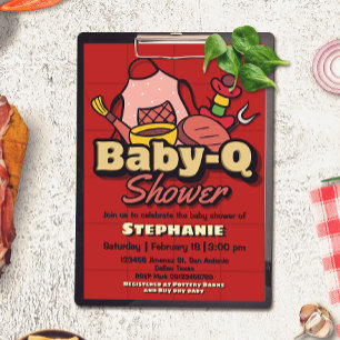 Invitation Baby-Q Fête Prénatale - Barbecue BBQ Grill Invitat