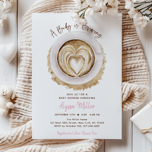 Invitation Baby Rose Moderne Prépare du Café Baby Shower