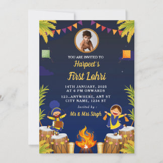 Invitation Baby’s First Lohri Celebration Card with Photo