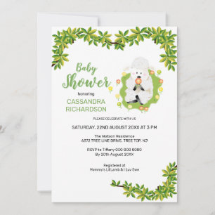 Invitation Baby-Shawer Agneau Vert Neutre