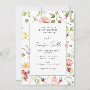Invitation Baby-Shour Floral aux Fleurs Sauvages 