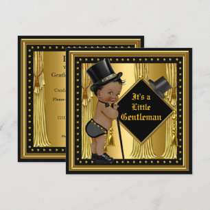 Invitation Baby-Show de Gentleman Garçon Or Noir Ethnique