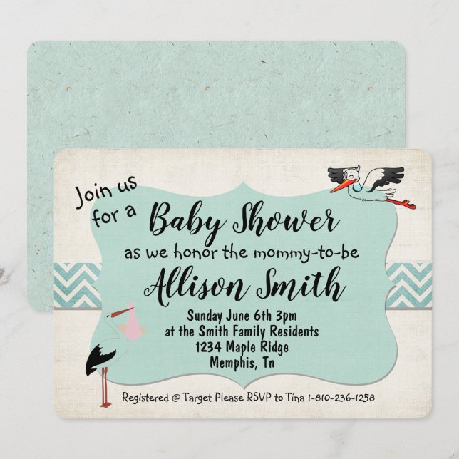 Invitation Baby shower (Devant / Derrière)